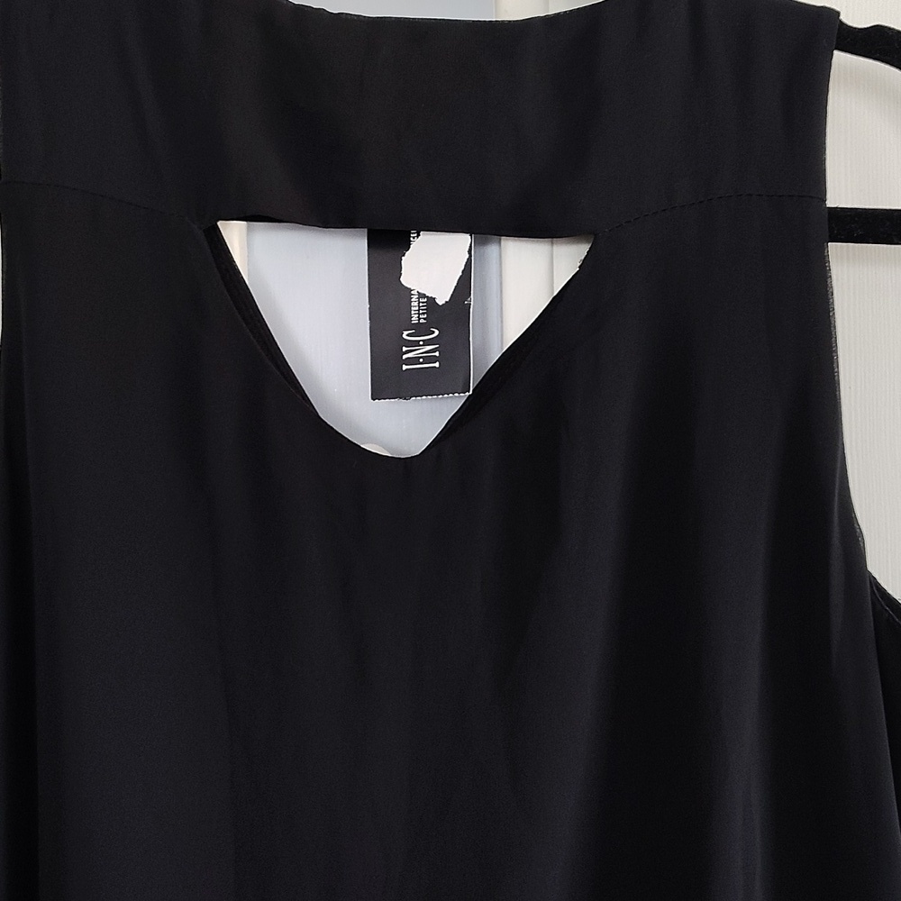 International Concepts INC Black V Neck Ruffle Dress Chiffon MP - Picture 14 of 14